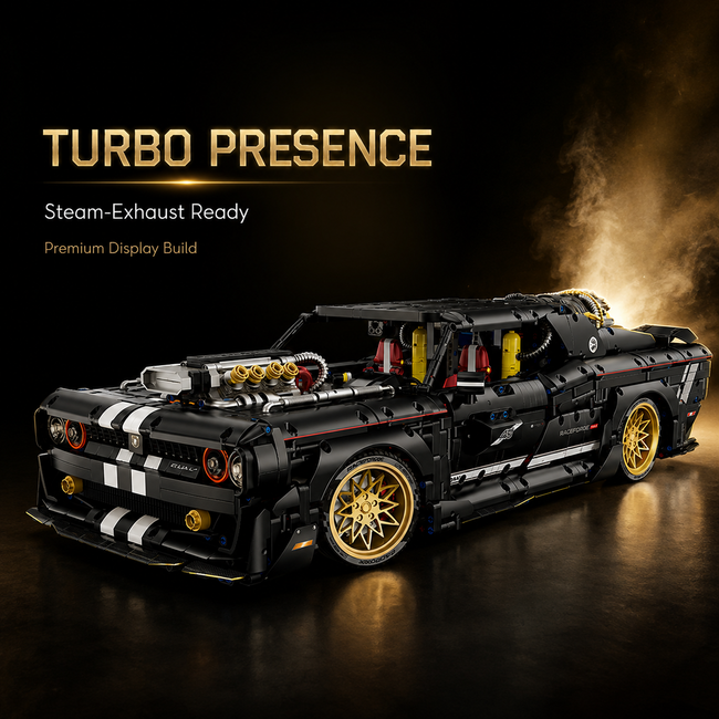 1:8 Classic Muscle Race Car Building Set — Black & Gold