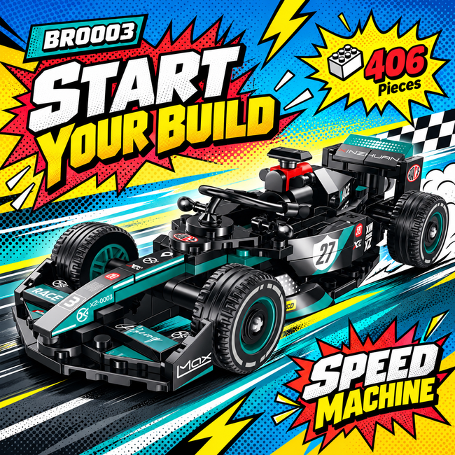 Formula Racing Car Building Set — Black/Teal