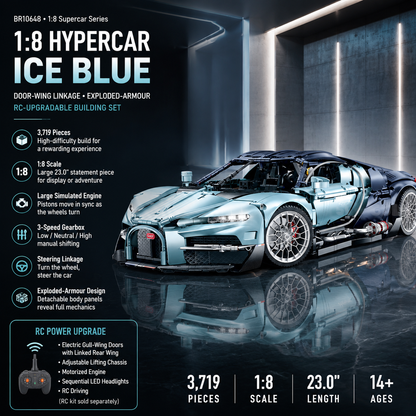1:8 Luxury Hypercar Building Set — Ice Blue BR10648
