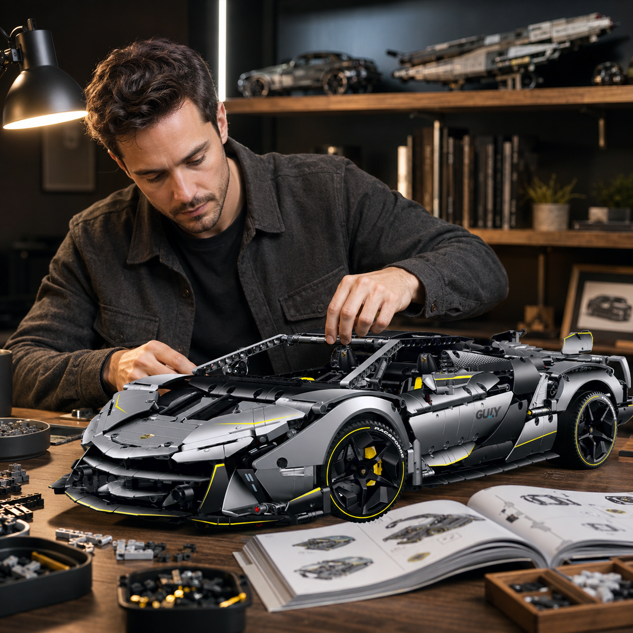 1:8 Concept Supercar Building Set — Electroplated Silver