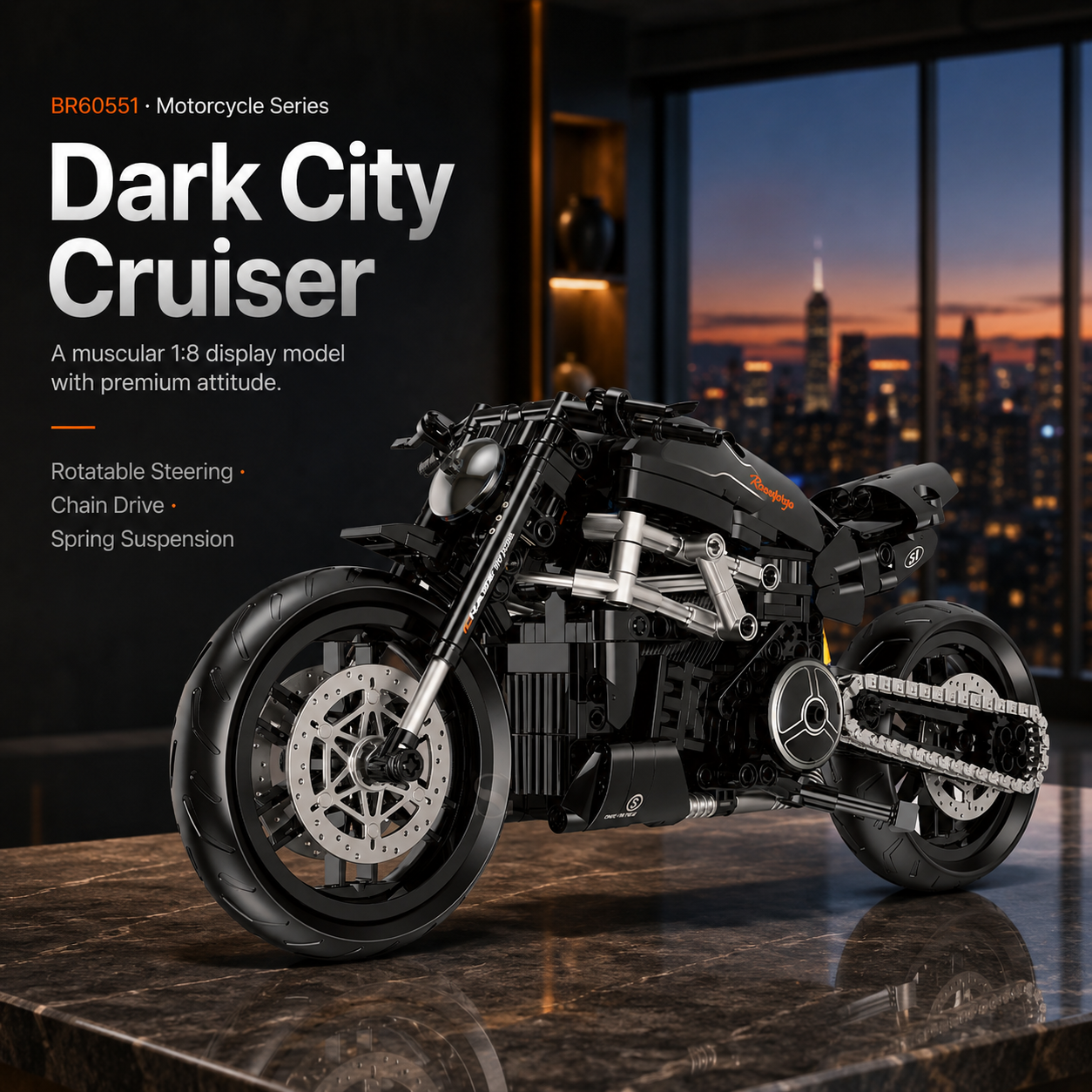1:8 Power Cruiser Motorcycle Building Kit