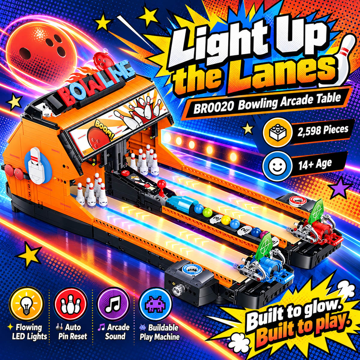 Motorized Two-Lane Bowling Table Building Blocks