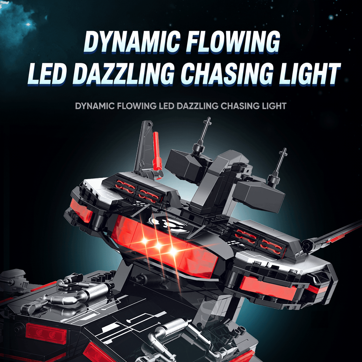 Dark Interstellar Warship Building Kit | Mechanical Building Kits | BrickRoyal