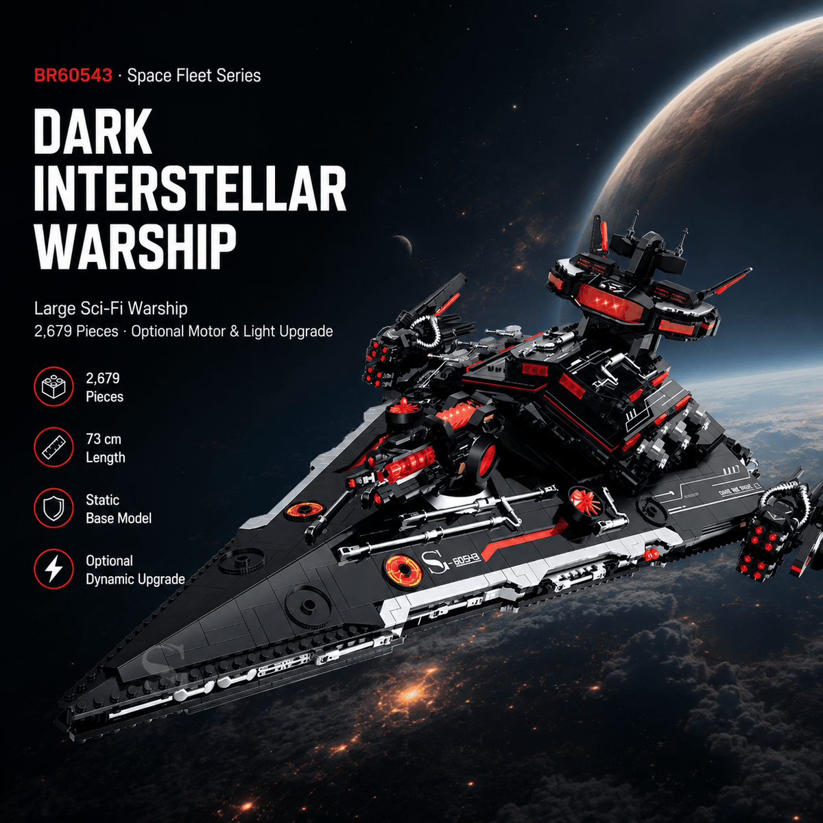 Dark Interstellar Warship Building Kit | Mechanical Building Kits | BrickRoyal
