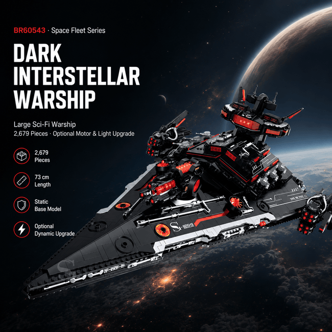 Dark Interstellar Warship Building Kit | Mechanical Building Kits | BrickRoyal