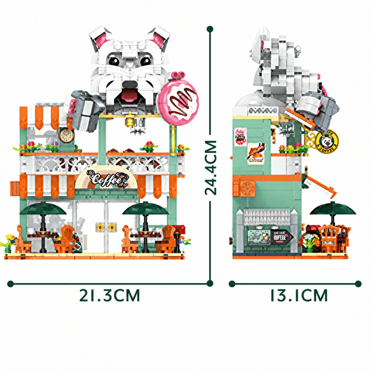 Dog Coffee Shop Modular Street-View Building Set | Mechanical Building Kits | BrickRoyal