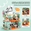 Dog Coffee Shop Modular Street-View Building Set | Mechanical Building Kits | BrickRoyal