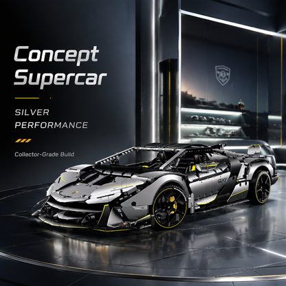 1:8 Concept Supercar Building Set — Electroplated Silver