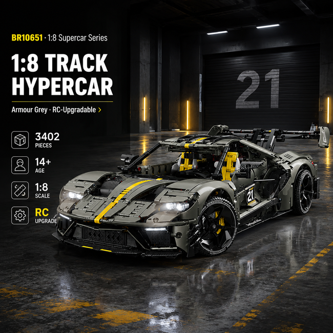 1:8 Track Hypercar Building Set — Armour Grey