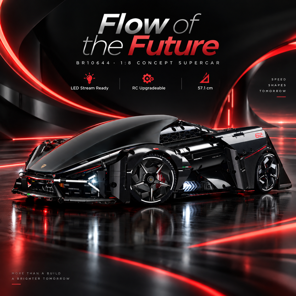 1:8 Concept Supercar Building Set — Samurai Black