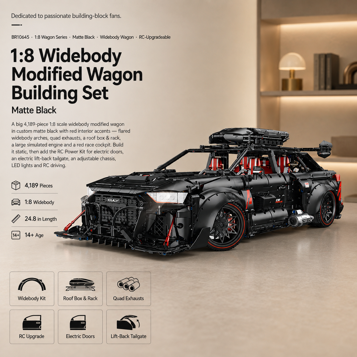 1:8 Widebody Modified Wagon Building Set — Matte Black BR10645