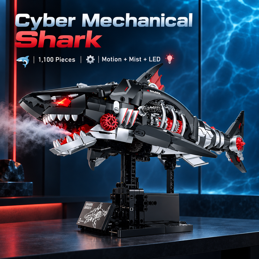 Cyberpunk Mechanical Shark Building Blocks