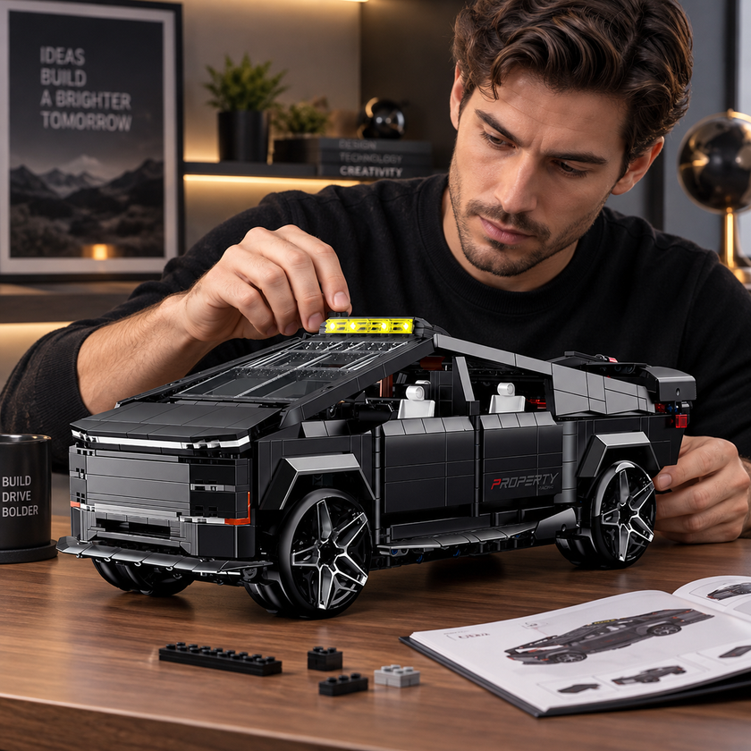 1:14 Cyber Pickup Truck RC Building Set — Matte Black