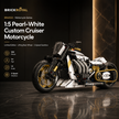1:5 Pearl-White Custom Cruiser Motorcycle Building Kit