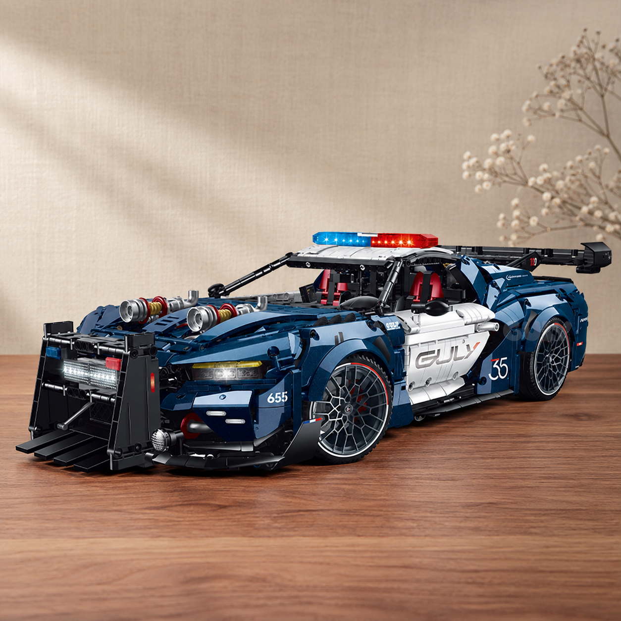 1:8 Widebody Police-Style Racing Supercar Building Set — Neptune Blue