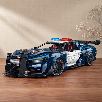 1:8 Widebody Police-Style Racing Supercar Building Set — Neptune Blue