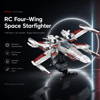 Four-Wing Space Starfighter Building Kit | Mechanical Building Kits | BrickRoyal
