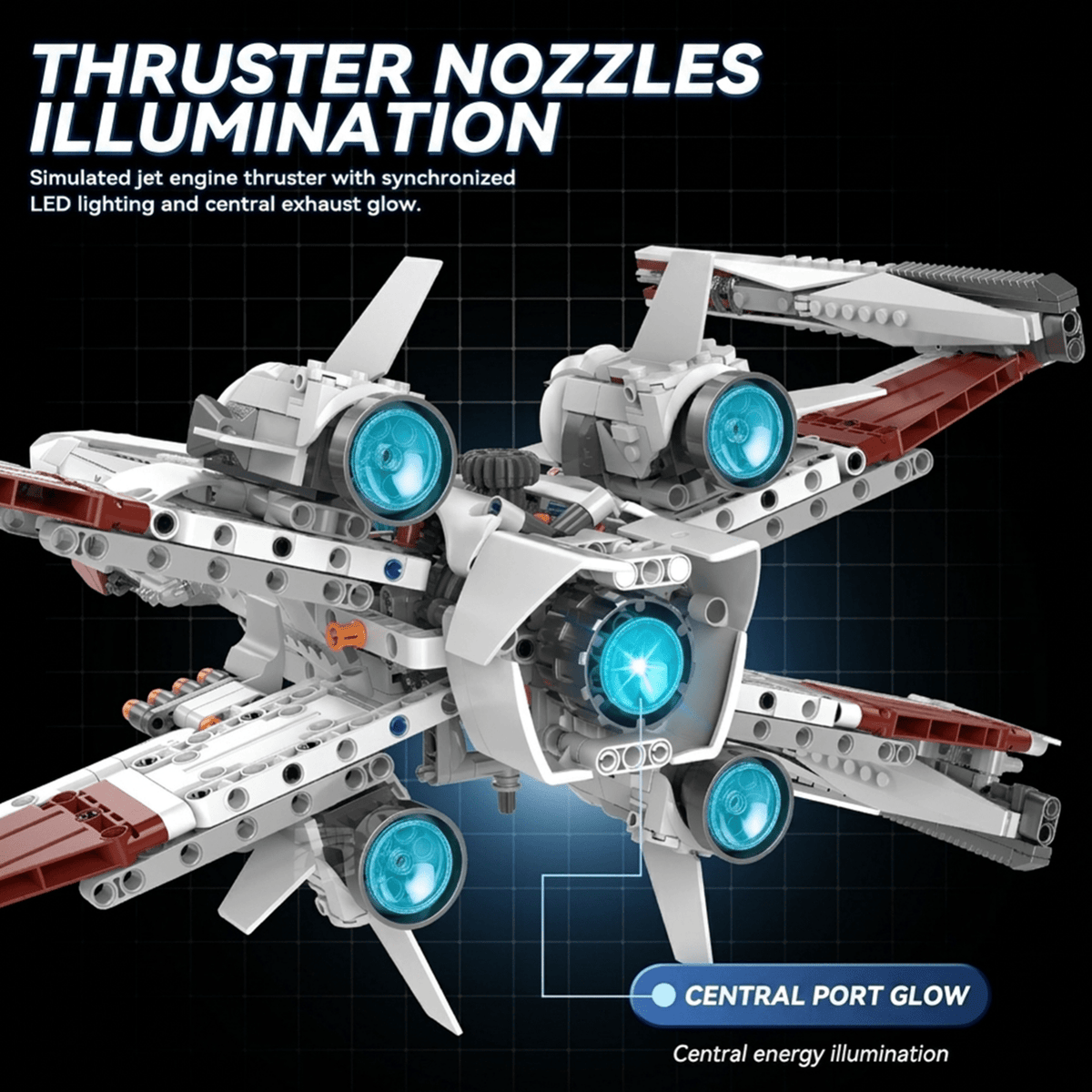 Four-Wing Space Starfighter Building Kit | Mechanical Building Kits | BrickRoyal