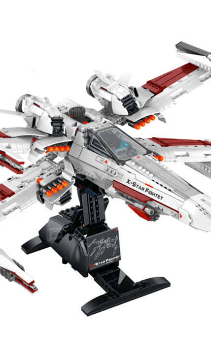 Four-Wing Space Starfighter Building Kit | Mechanical Building Kits | BrickRoyal