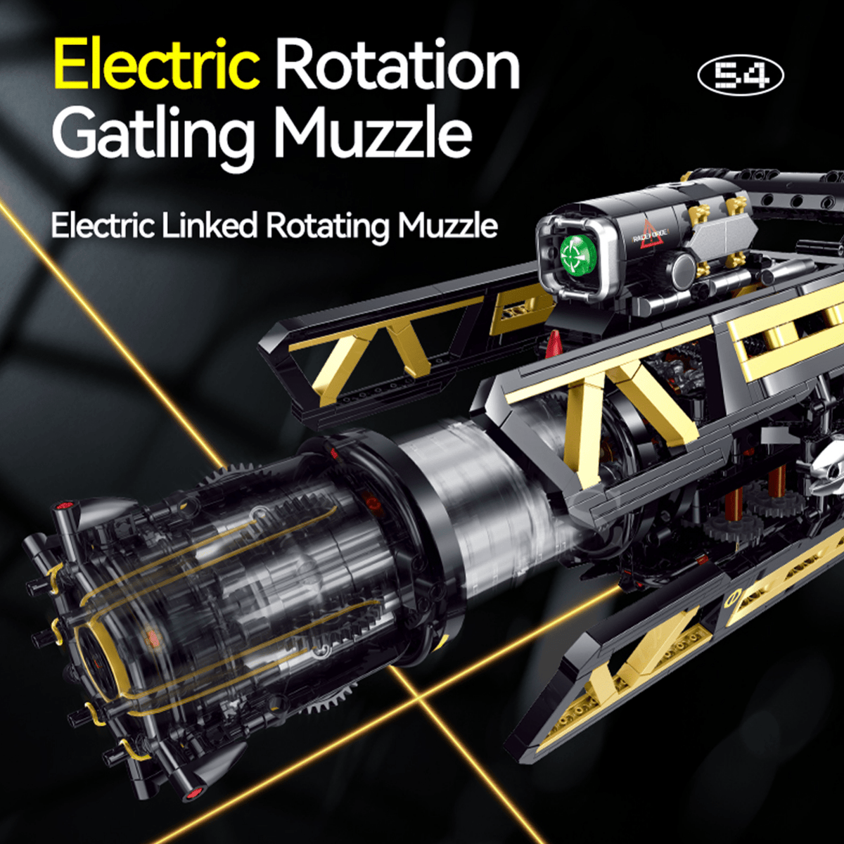 Motorised Rotary-Barrel Kinetic Blaster Building Kit | Mechanical Building Kits | BrickRoyal