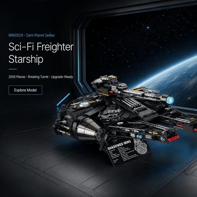 Sci-Fi Freighter Starship Building Kit | Mechanical Building Kits | BrickRoyal