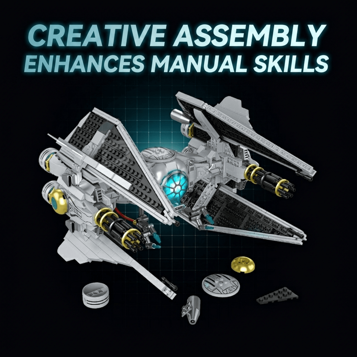Space Interceptor Starfighter Building Kit | Mechanical Building Kits | BrickRoyal