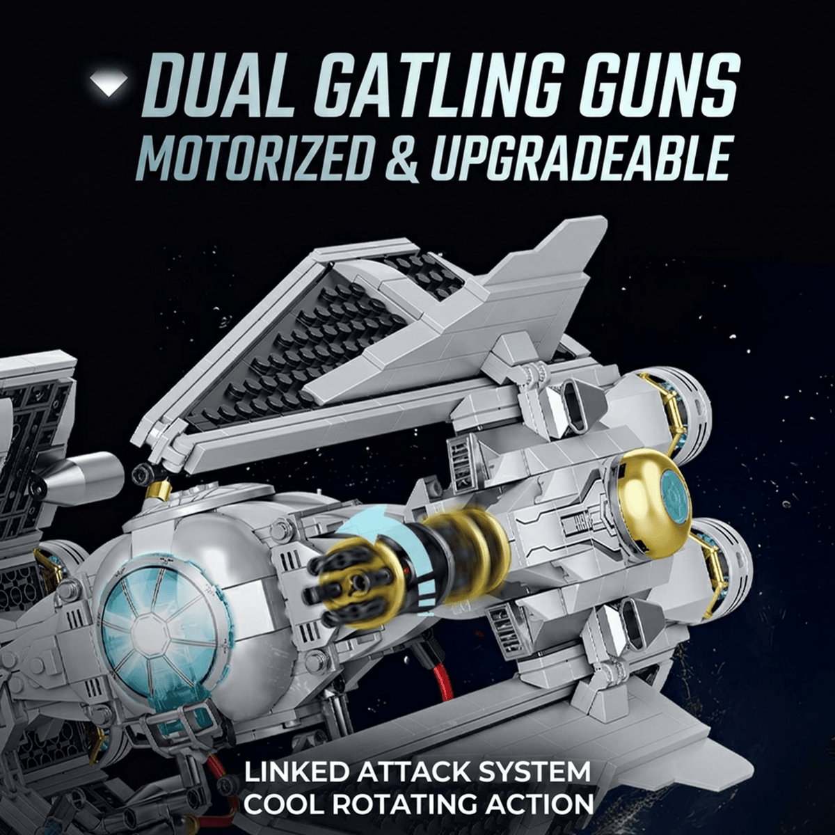Space Interceptor Starfighter Building Kit | Mechanical Building Kits | BrickRoyal