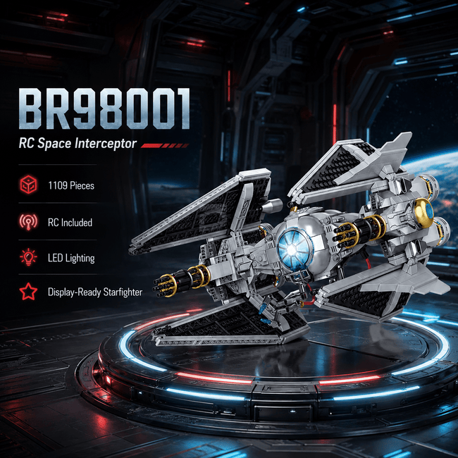 Space Interceptor Starfighter Building Kit | Mechanical Building Kits | BrickRoyal
