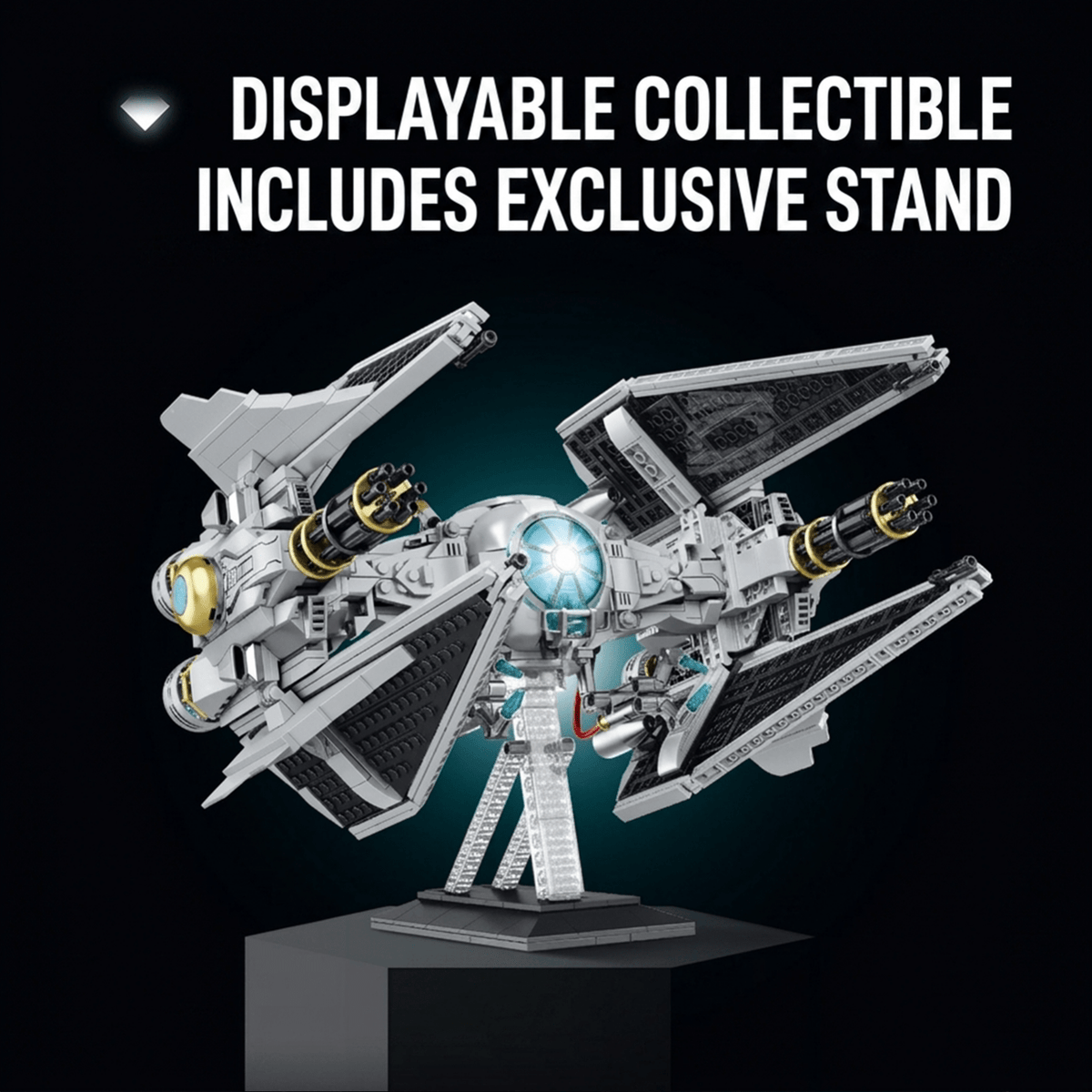 Space Interceptor Starfighter Building Kit | Mechanical Building Kits | BrickRoyal