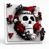 Where Gothic Art Blooms: Skull & Rose 3D Brick Wall Art | Mechanical Building Kits | BrickRoyal