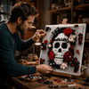 Where Gothic Art Blooms: Skull & Rose 3D Brick Wall Art | Mechanical Building Kits | BrickRoyal